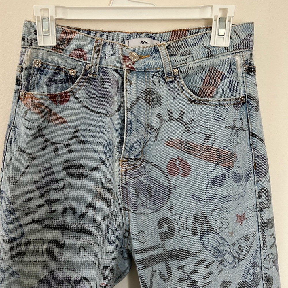 Adika Artistic Denim Jeans with Multicolor Print